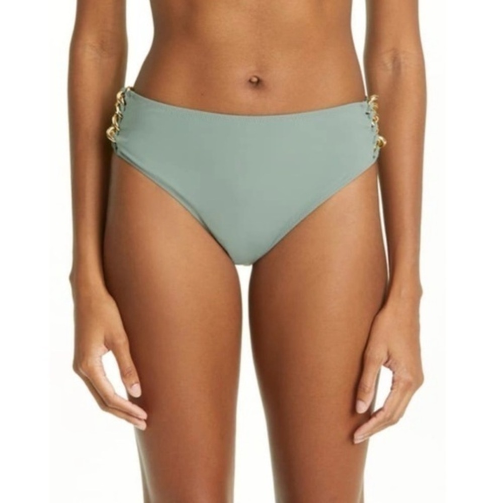 Stella McCartney Swim Falabella Chain Detail Bikini Bottoms in Sage